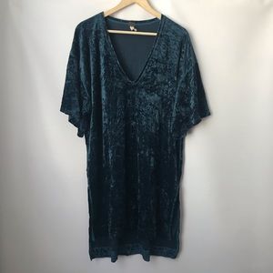 Free People Teal Crushed Velvet Tunic Top